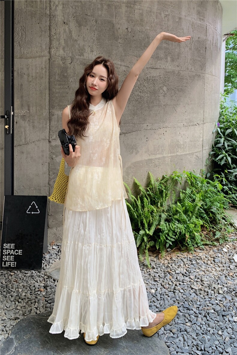 2025新款风压皱半身裙套装P155-K218,女装套装/套裙,2C299