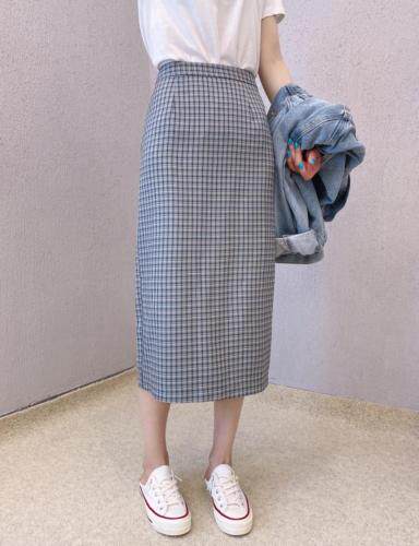春款格子半身裙，女装半身裙，变色鸟(4F)