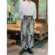 2026港风冰丝扎染抽绳大码M-5XL风休闲裤有套装88798P45，男装休闲套装，星座227-7