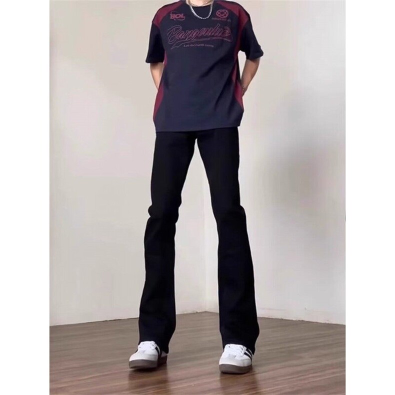 cleanfit弯刀牛仔裤vibe风微喇裤男生高街修身直筒裤LHC033-p38,男装牛仔裤,星座1008