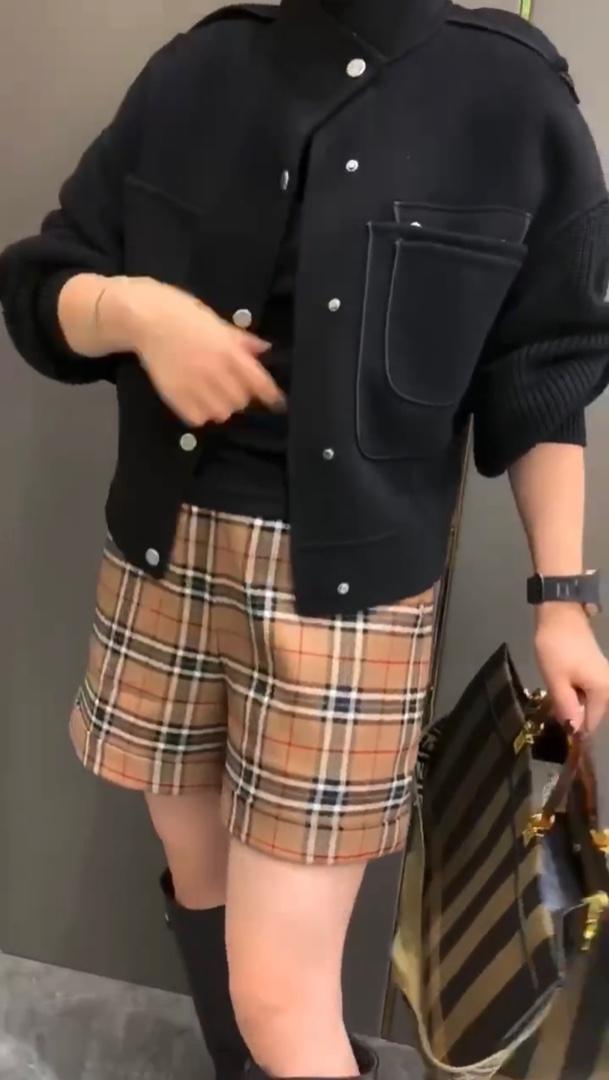 欧洲站2021秋季新款松紧腰双口袋休闲显瘦阔腿短裤,女装其它,L·H·X
