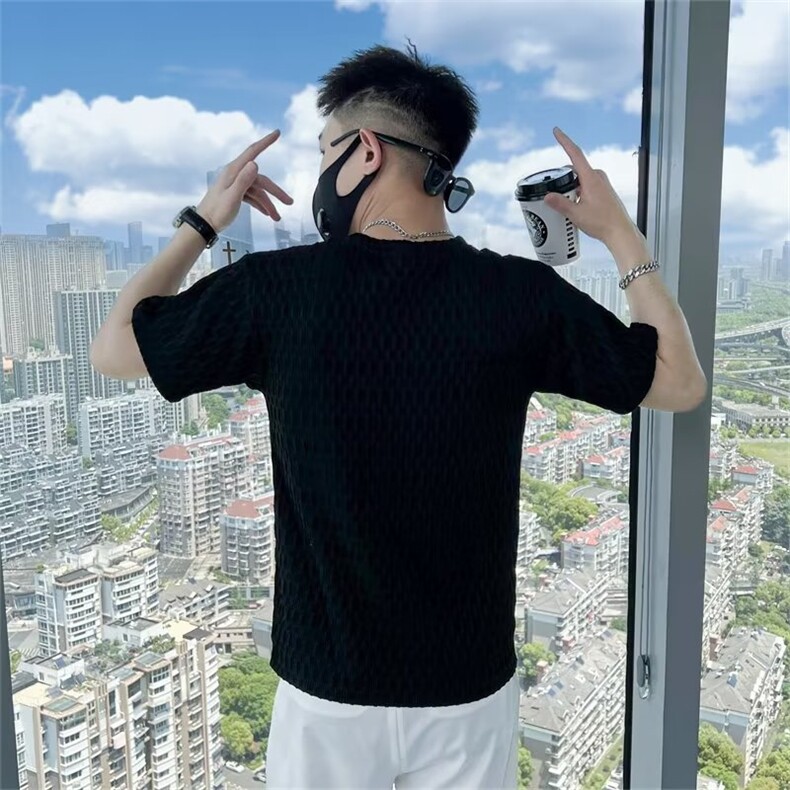 时尚半袖高级感设计2024夏季男修身潮流时尚短袖T恤男装T219,男装T恤,星座1116A-2（原606A-1）