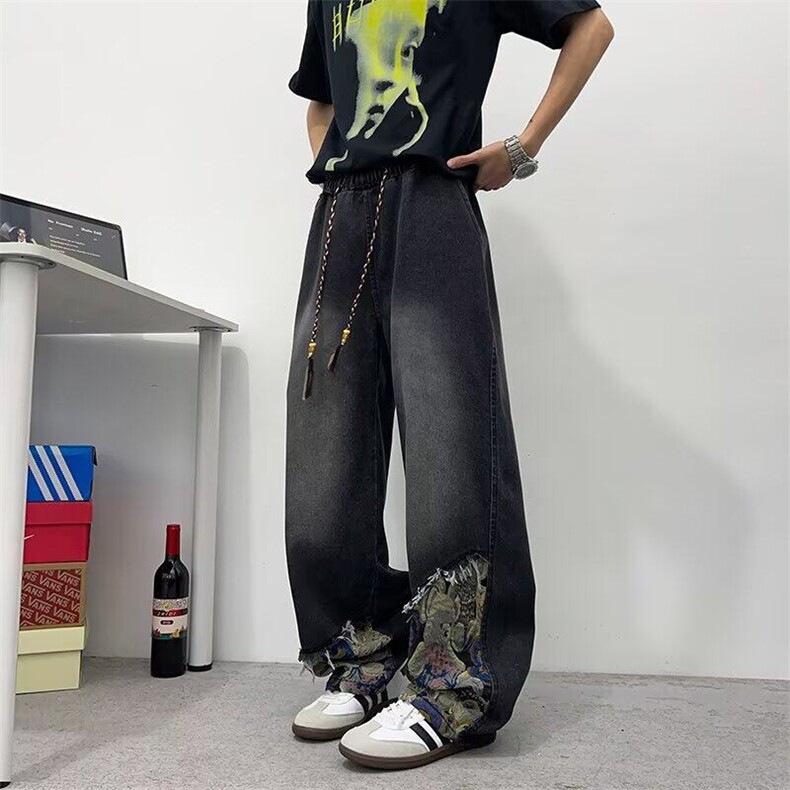 日系新款美式复古微喇牛仔裤男2025新款简约时尚潮流,男装牛仔裤,星座506