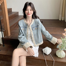 时尚新款蕾丝拼接牛仔外套2C098-8520P165K258，女装短外套，2C098