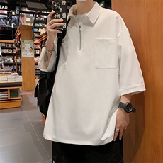 A626-P33小众日系半拉链卫衣山系polo衫男夏季潮流七分短袖衬衣，男装卫衣，星座512-6