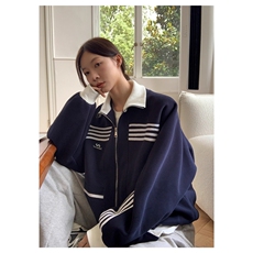 美式条纹撞色休闲夹克男女秋新款复古宽松潮牌情侣外套WYA28-P65，男装夹克，星座208-5