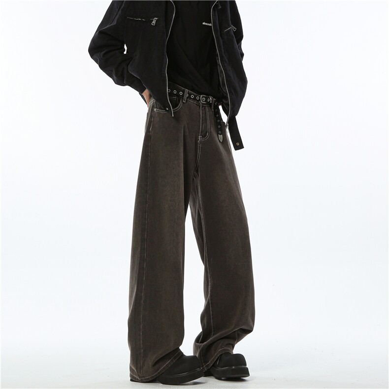 B271-WK05-P60现货原创店高质量洗染棕宽松牛仔裤，男装牛仔裤，星座B271