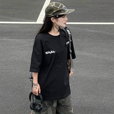 万针全刺绣工艺抖音得物高品质260克重磅纯棉双纱美式高街短袖T恤，男装T恤，电商A486