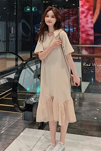 现货 全棉针织鱼尾显瘦连衣裙女 229-8104-P75 控128图片