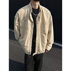 春季复古重磅水洗帆布哈灵顿外套男立领设计感休闲夹克3558，男装夹克，星座1116A-1（原606A）