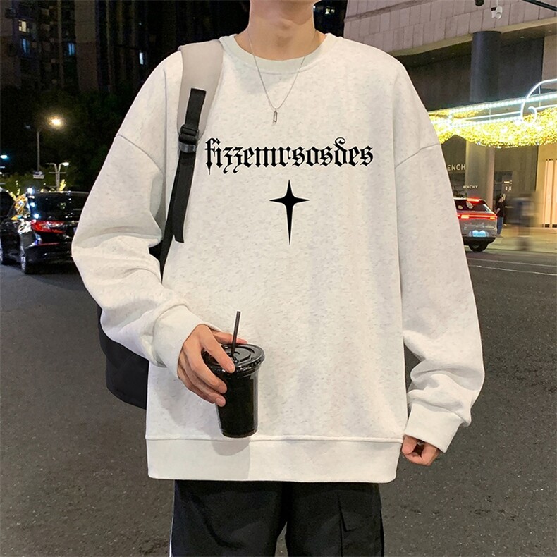 W551P35加绒45圆领卫衣男秋冬季2025新款打底衫情侣美式宽松,男装T恤,星座304A