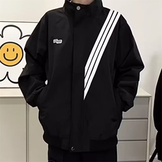 立领三道杠条纹斜纹拼接刺绣小标情侣款潮牌机能夹克HH4010P45，男装夹克，星座1013-5