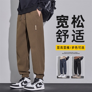 运动裤男士冬季菠萝格纹理针织裤宽松束脚休闲长裤子Z2619-P40图片