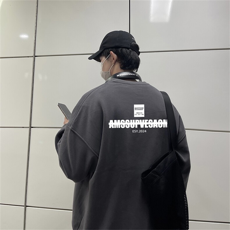 特P25控48秋冬新款男士圆领卫衣宽松休闲日常百搭上衣WQ2457,男装卫衣,电商B370