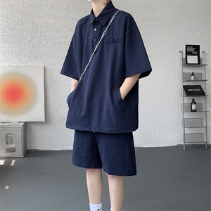 8XL-M日系工装短袖衬衫男夏季POLO衫t恤休闲运动套装TZ38004特P55图片