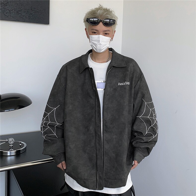 2025秋新款刺绣男女款拉链宽松街头棒球服pu皮夹克外套JK8549,男装夹克,星座1108