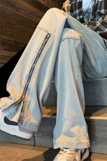 现货2024春秋款小众牛仔裤男拉链装饰-P55-限价68，男装牛仔裤，星座310A-1
