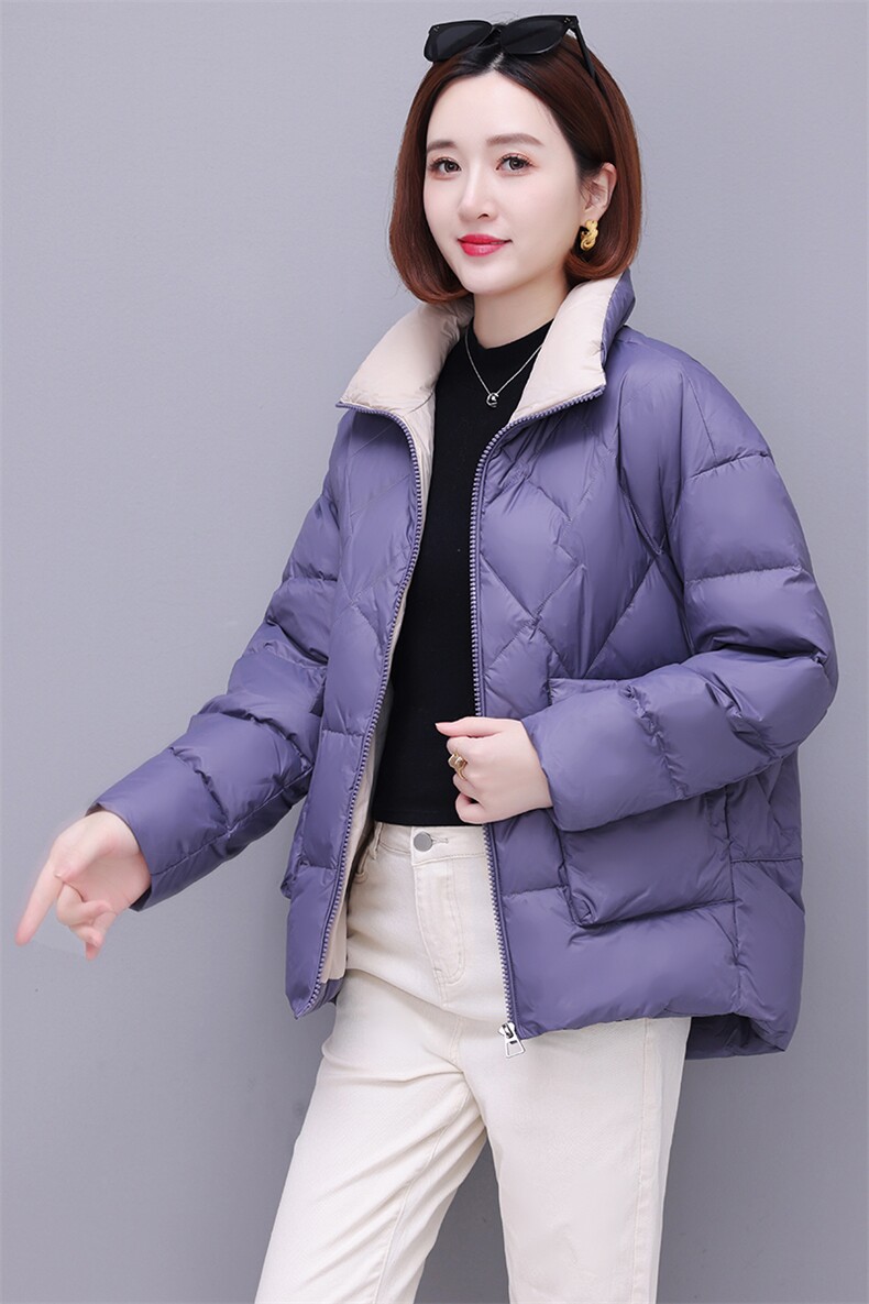 时尚保暖女士棉服简约立领长袖纯色外套冬季必备单品,女装棉衣/棉服,深妍伊美