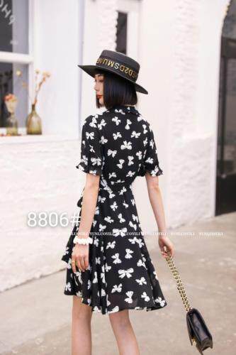 夏季新款蝴蝶结连衣裙，女装连衣裙，云落伊里