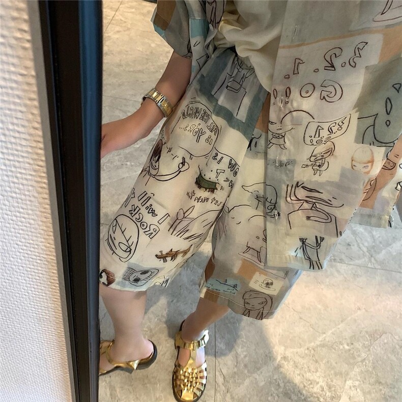 印花中裤，女装，XTZ style