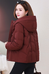 连帽短款羽绒服女冬季2024新款中年妈妈小个子加厚保暖白鸭绒外套图片