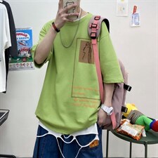 短袖半袖休闲港风t恤打底衫五分袖男士A210-A8322-P28控48，男装T恤，星座210-3