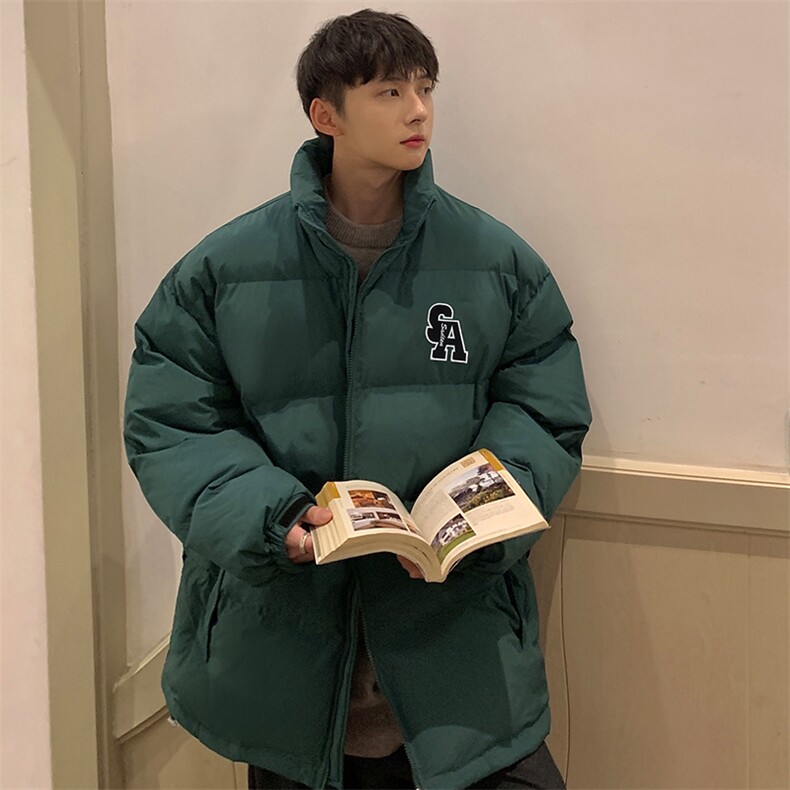 冬季新款宽松面包服港风青春立领棉服男纯色棉衣外套MY9067-P100,男装棉衣,电商A128