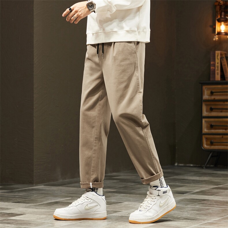 秋冬裤子男休闲裤宽松直筒工装2025新款九分长裤J822-P48/加绒P55，男装工装外套，星座509