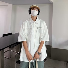 新款衬衫标准潮潮流原宿慵懒夏季五分袖简约日常青春流行气质，男装衬衫，星座716-2