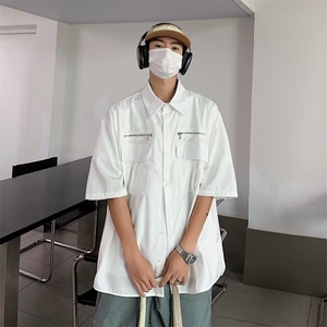 新款衬衫标准潮潮流原宿慵懒夏季五分袖简约日常青春流行气质图片