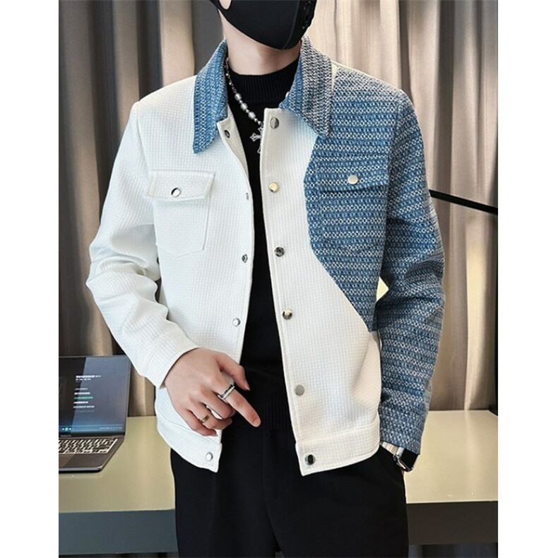 春季拼接撞色夹克男高级感休闲发型师男装外套潮牌春秋衣服JA206,男装夹克,星座1116A（原606A-3）