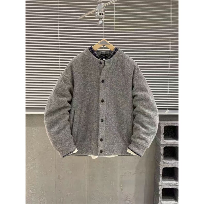 (网图)格纹拼接假两件轻薄羽绒服潮流韩版针织毛呢313B-7775-P240,男装羽绒服,星座313B