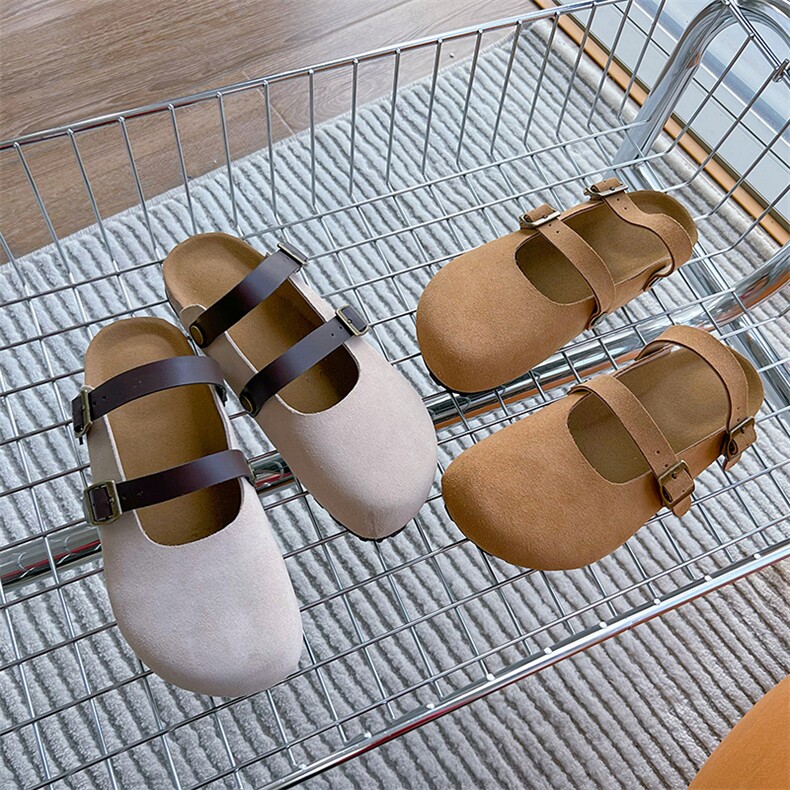 真皮包头拖鞋女2024夏季新款厚底增高休闲女鞋时尚百搭外穿凉拖鞋，女鞋拖鞋，电商A223