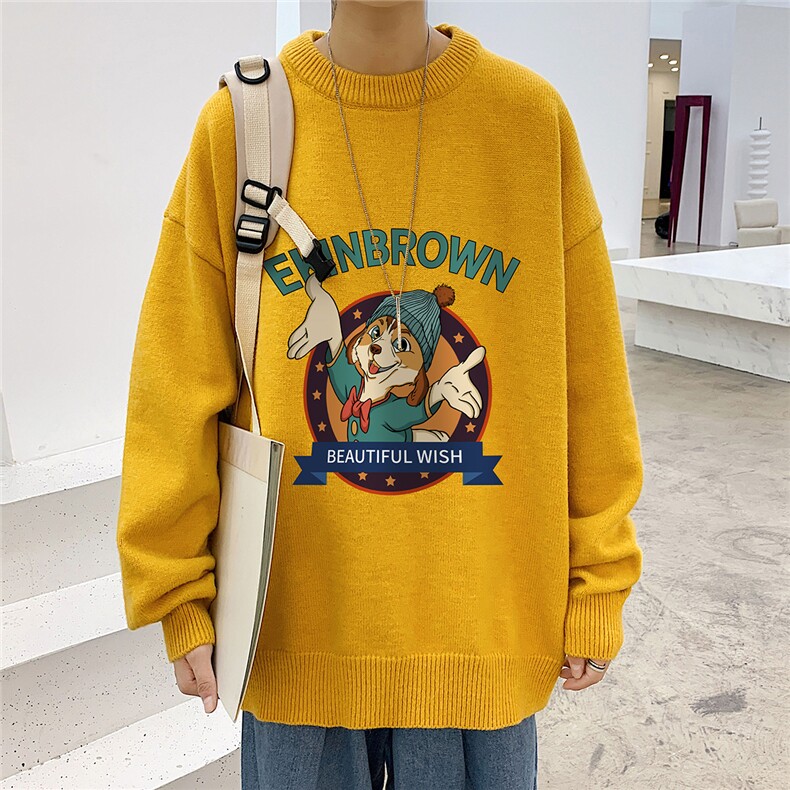 1港风圆领中性情侣潮流大码M-5XL印花加厚毛衣男7689P48加绒P55,男装针织衫/毛衣,星座226-2