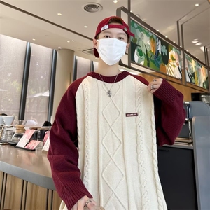 美式圆领毛衣男慵懒风休闲针织衫 M320 P46图片