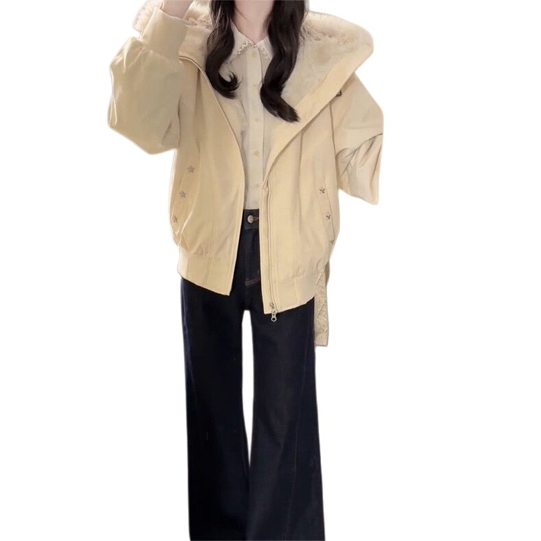1506-1/M36241/P99女生学院风杏色羽绒棉服外套,男装棉衣,星座1506-1
