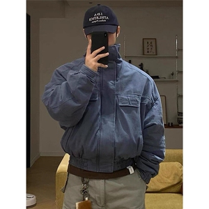美式复古牛仔外套男女春冬季潮流vintage加厚棉服夹克MF361-P136图片
