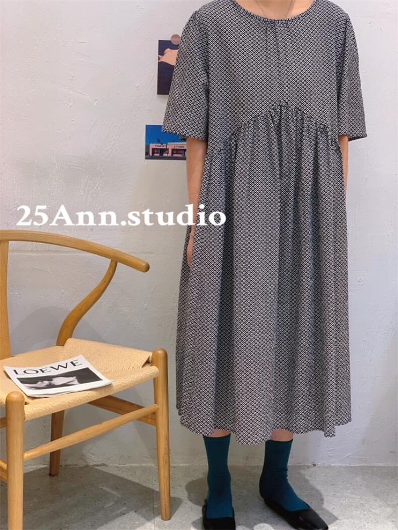 工艺盐缩廓形连衣裙，女装连衣裙，25Ann·Studio