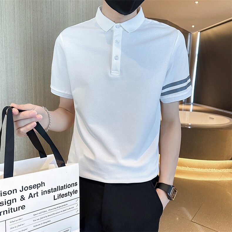 高级感2026夏季条纹织带设计短袖翻领Polo衫轻奢T0251-P55图片