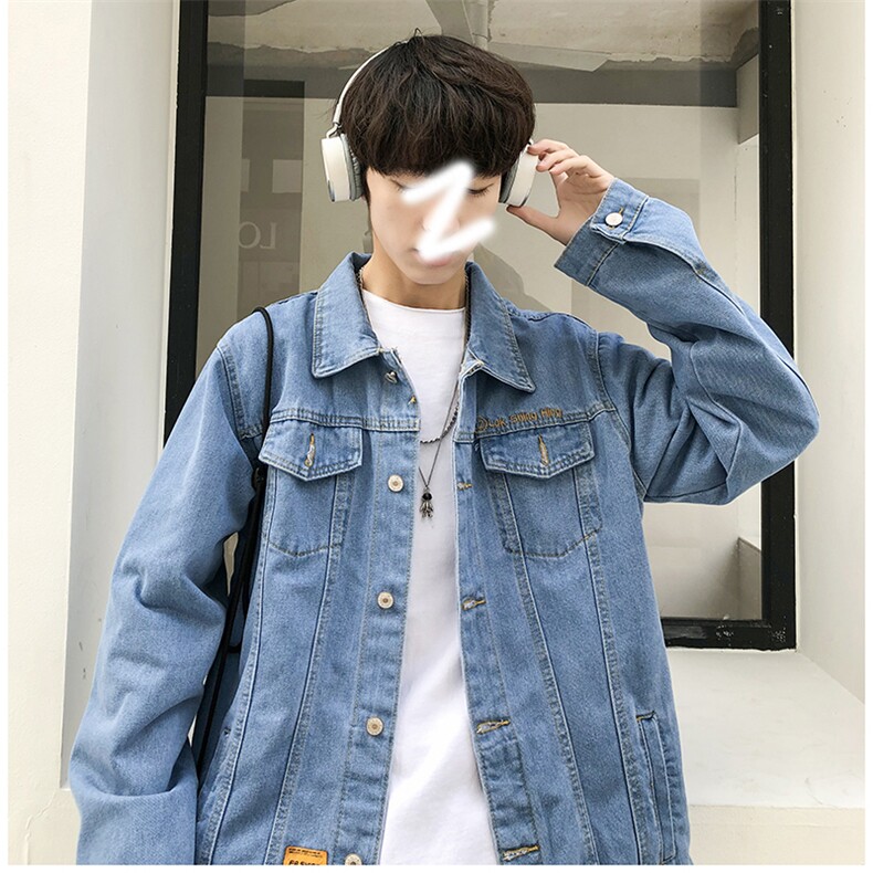 春夏男牛仔工装夹克衫字母刺绣宽松休闲外套J,男装夹克,星座1013-1