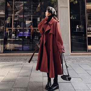 已出货新加色铁锈红毛呢外套225-A90（）