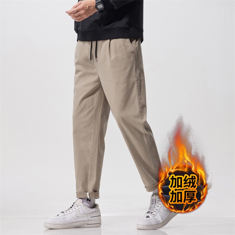 特批纯棉休闲裤男士2025冬季新款直筒宽松长裤子J822-P48/加绒P55图片