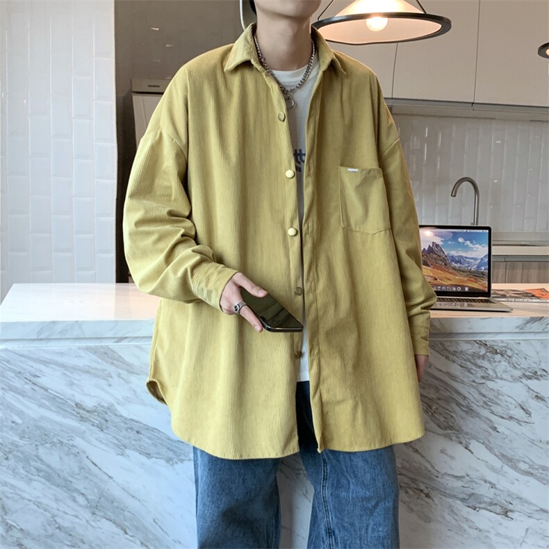 灯芯绒衬衫男港风潮流2023秋冬季新款ins宽松百搭帅外套W3314-P39,男装衬衫,星座412-3