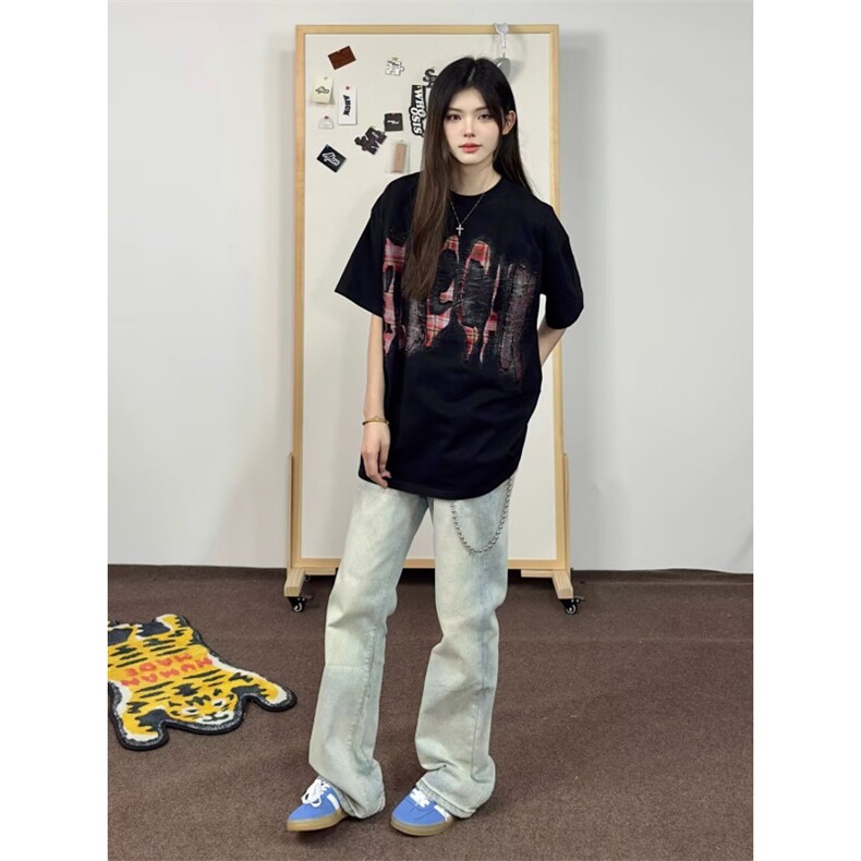 纯棉260g美式时尚情侣夏季宽松潮流印花圆领潮美式男女T恤上衣，男装T恤，星座516A