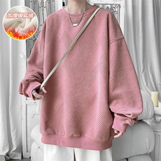 冬新大码雪尼尔欧棉绒圆领卫衣男银狐绒套头上衣W357J加绒-P55，男装卫衣，电商A001-1