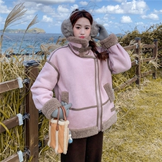 新款2025冬季韩系皮毛一体外套7832-P220-K328，女装短外套，2C057