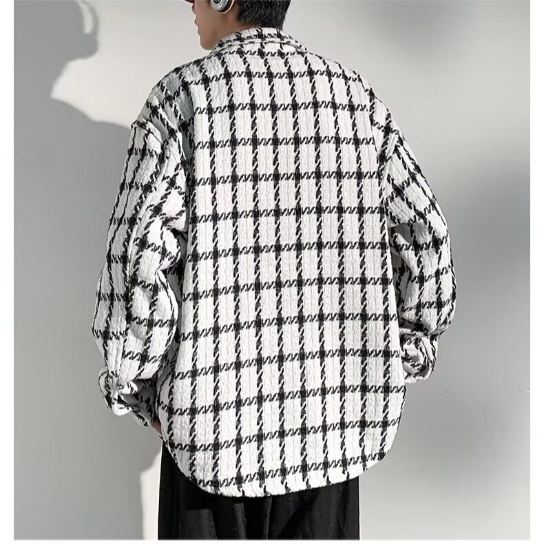 小香风格子外套男春秋季翻领夹克港风潮流宽松情侣衣服JK2301/P52,男装夹克,星座506
