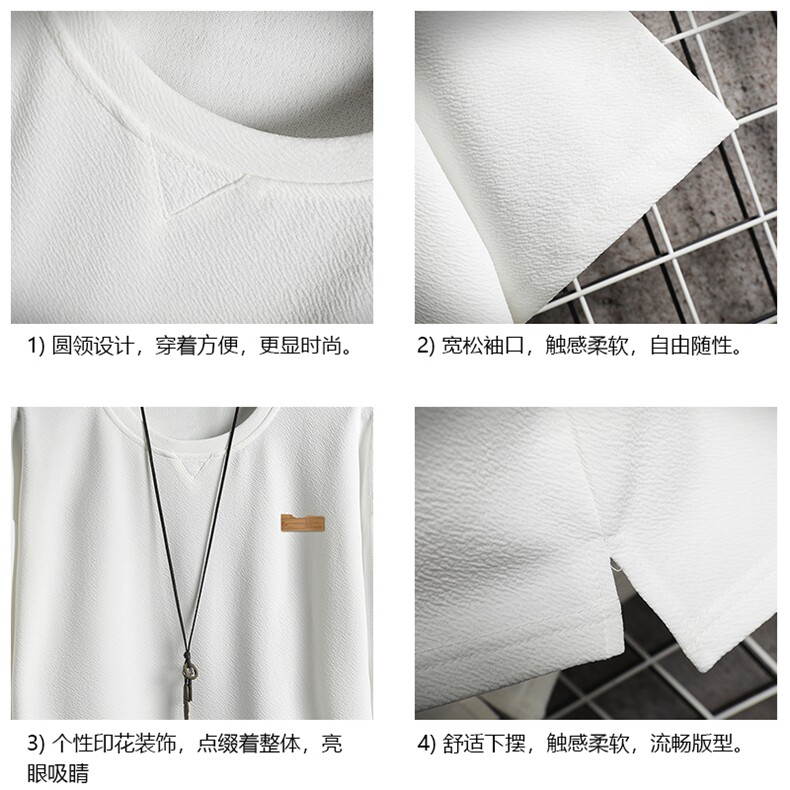 春夏季七分袖t恤男大码五分袖男短袖中袖网格挂拍Q11293-P30,男装T恤,电商A040A