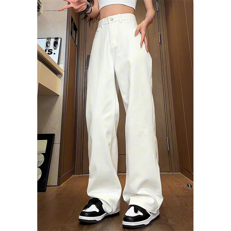 2025春夏新款美式复古牛仔裤男直筒宽松白色休闲长裤C002-P55图片