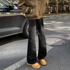 水洗春秋直筒阔腿裤潮小众拼接牛仔裤男款美式高街裤子长裤，男装牛仔裤，星座410-6（原星座1304-1）